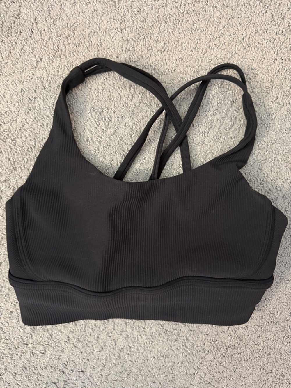 Lulu Blk Ribbed Bra W/pads